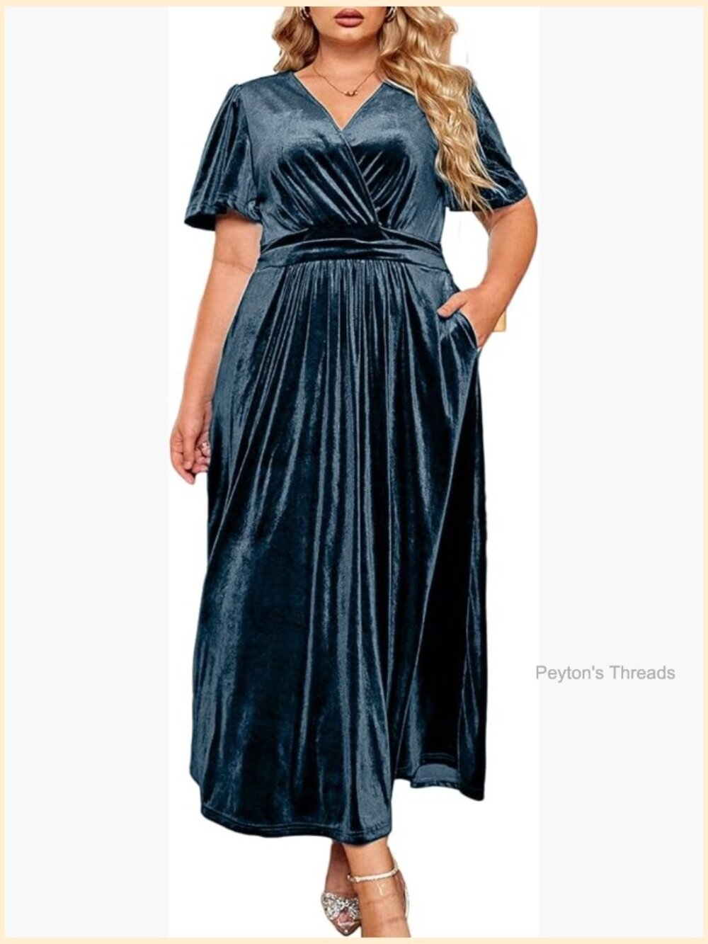 Fitted Velvet Maternity Formal Maxi Dress with Side Slit